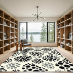 Cream Black Dot Clustered Abstract Rug