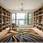 Earthy Golden Winding Desert Road Rug