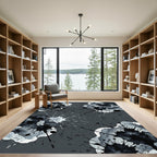 Modern Monochrome Ink Splatter Artful Rug