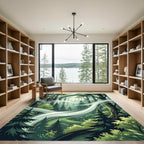 Ethereal Forest Mist Swirling Pines Rug