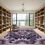 Elegant Amethyst Lotus Floral Medallion Rug