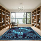 Celestial Blue Sunburst Geometric Rug