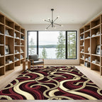 Crimson Gold Braided Swirls Rug