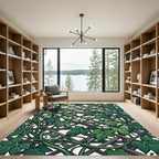 Lush Green Ivy Lattice Trellis Rug