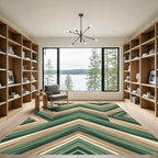 Earthy Green Chevron Zigzag Stripe Rug