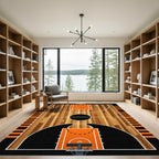 Modern Basketball Court Wood Floor Graphic Rug