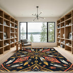 Tribal Orange Gold Feather Arrow Rug