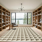 Cream Grid Architectural Geometric Rug