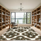 Ornate Green Leaf Clover Medallion Rug