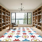 Red Blue Yellow Laurel Medallion Rug
