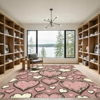 Vintage Pink Distressed Heart Medallion Rug