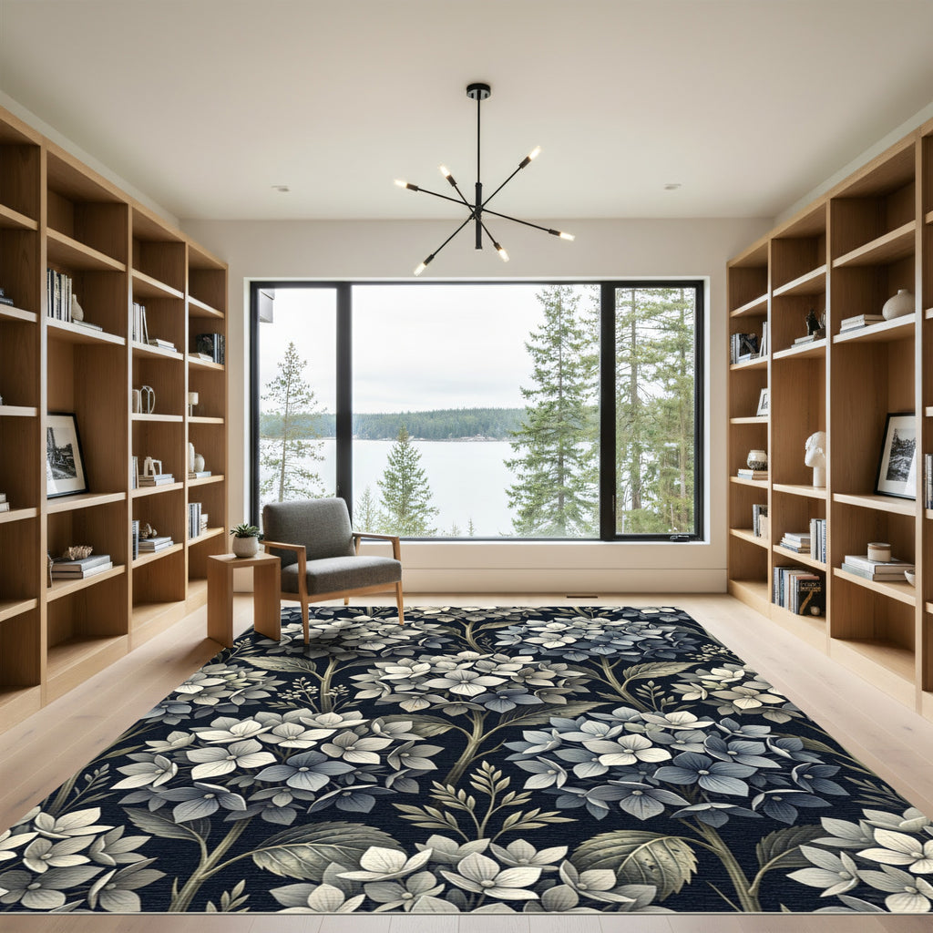 Vintage Hydrangea Floral Garden Rug