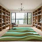 Abstract Teal Earthy Wave Landscape Rug