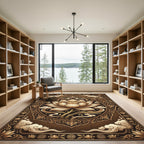 Golden Lotus Medallion with Ornate Clouds Rug