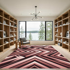 Rose Gold Geometric Chevron Abstract Rug