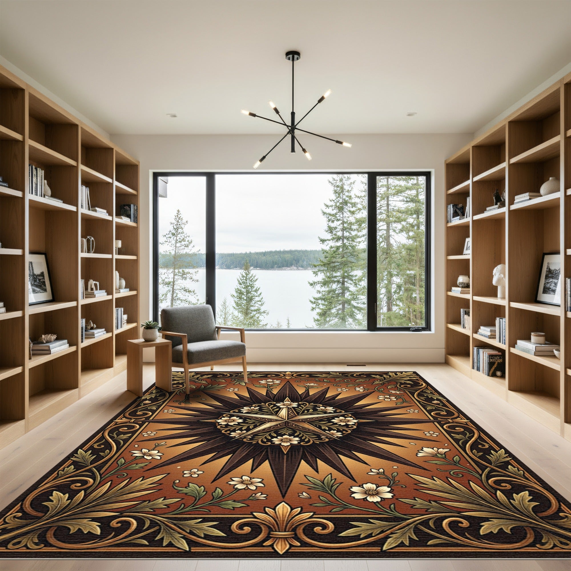 Vintage Starburst Floral Emblem Rug