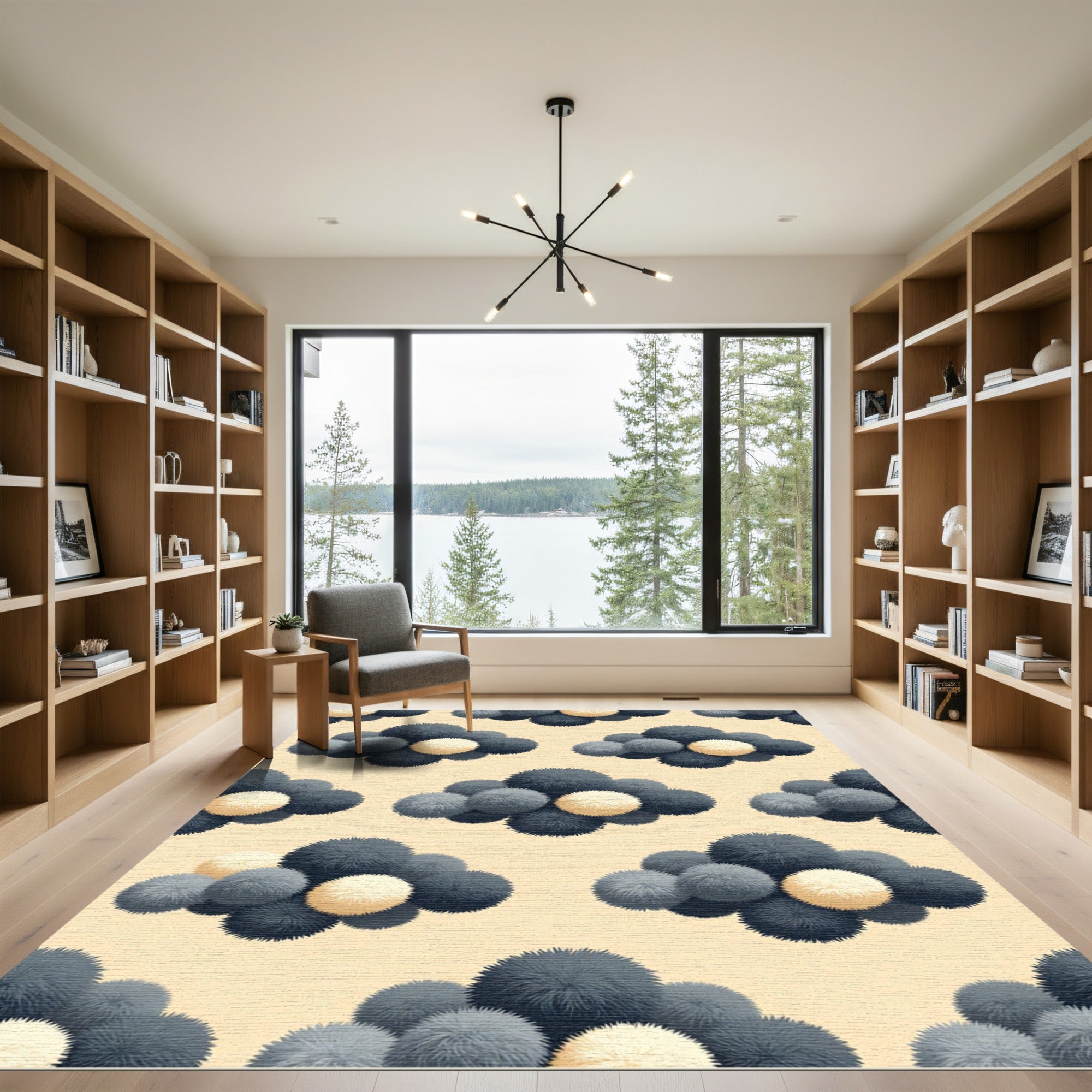 Fluffy Pom-Pom Charcoal Cream Cloud Rug