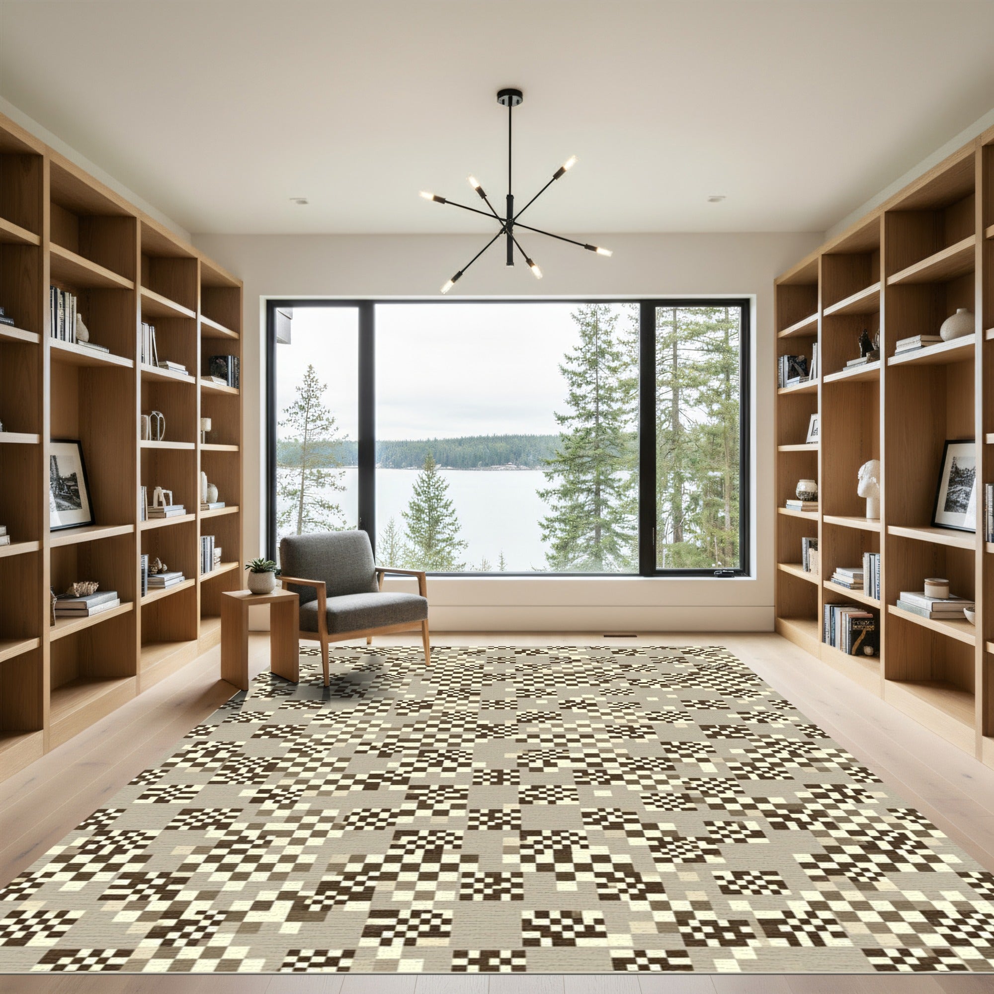 Abstract Pixelated Checkerboard Tone Rug