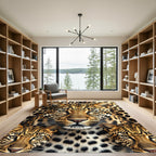 Majestic Golden Leopard Face Trio Rug