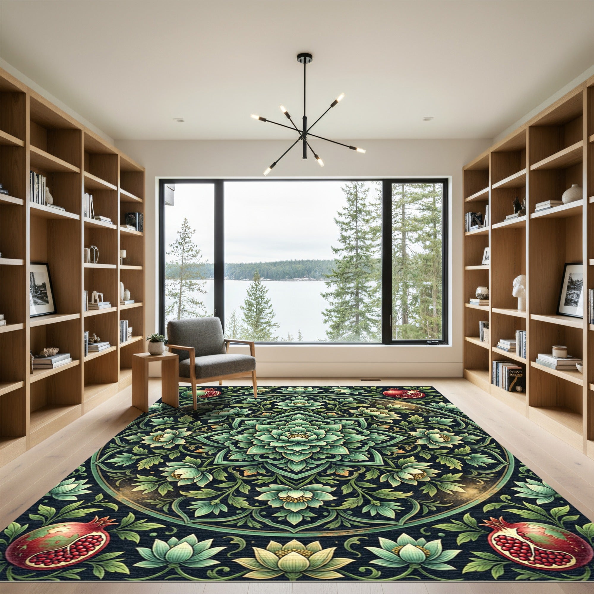 Emerald Lotus Pomegranate Medallion Rug