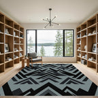 Dark Gray Geometric Mountain Peaks Rug