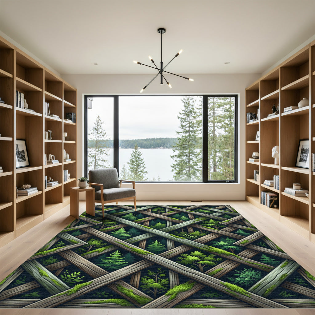 Mossy Lattice Forest Canopy Rug