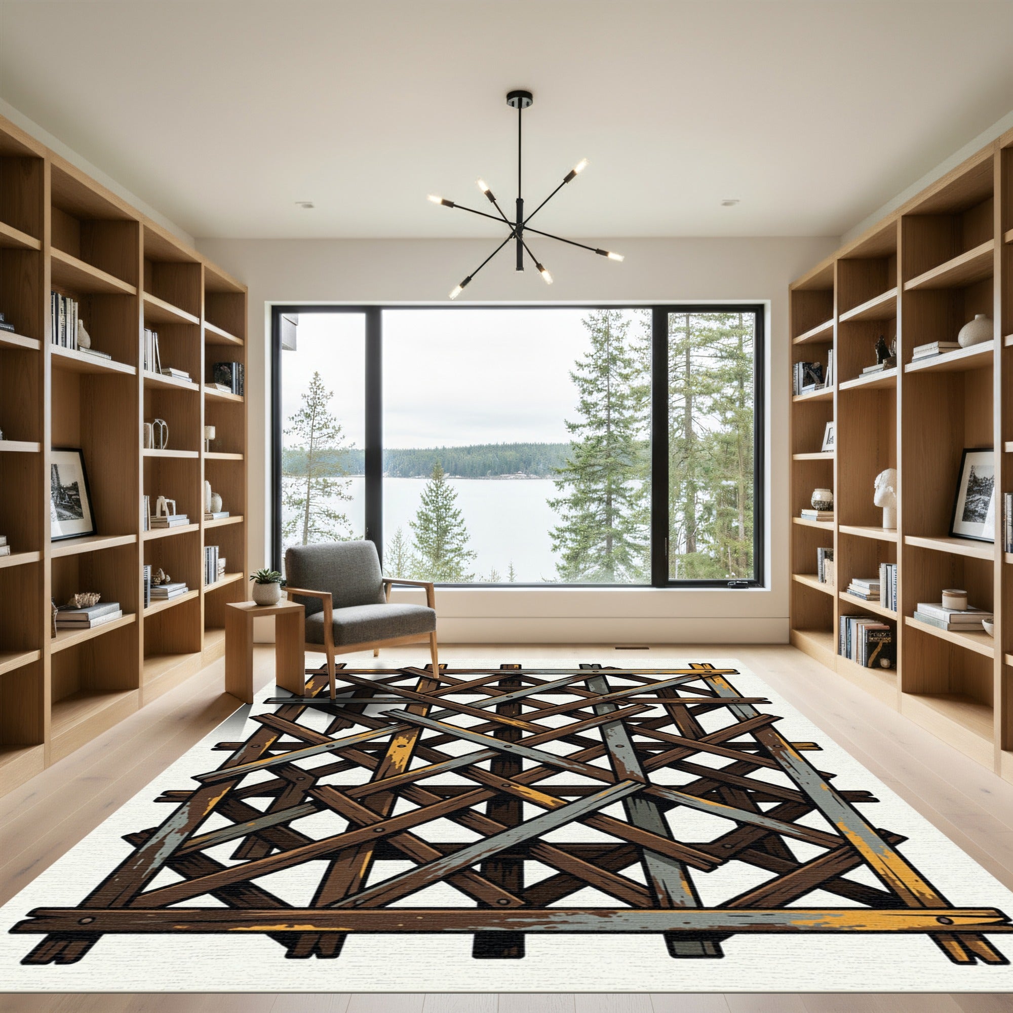 Rustic Barn Wood Lattice Texture Rug