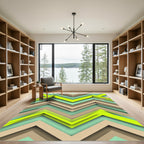 Modern Neon Lime Mint Chevron Geometric Rug
