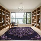 Ethereal Gold Purple Lotus Mandala Rug