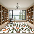 Woodland Animals Forest Tree Characters Rug