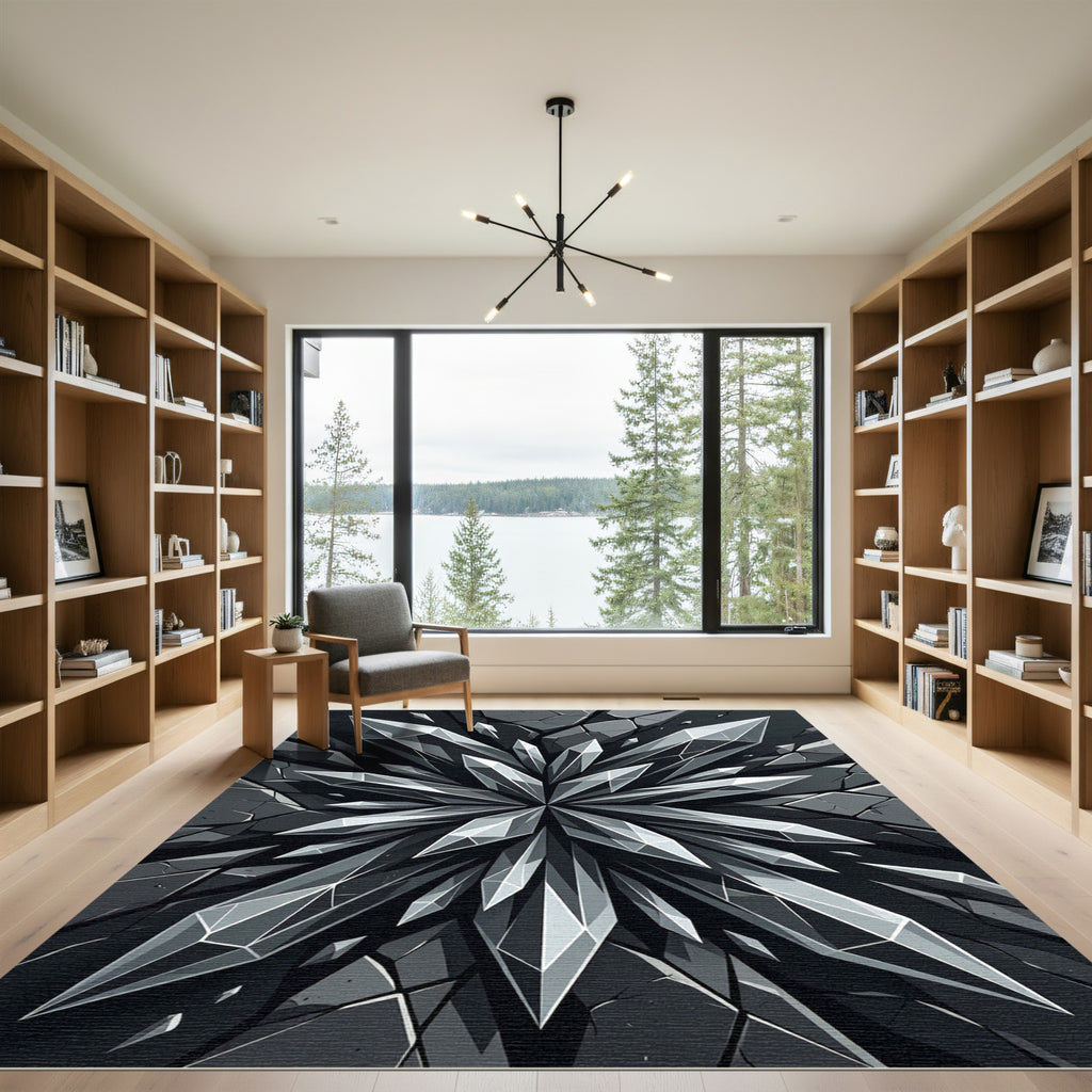 Sharp Crystal Facet Explosion Rug