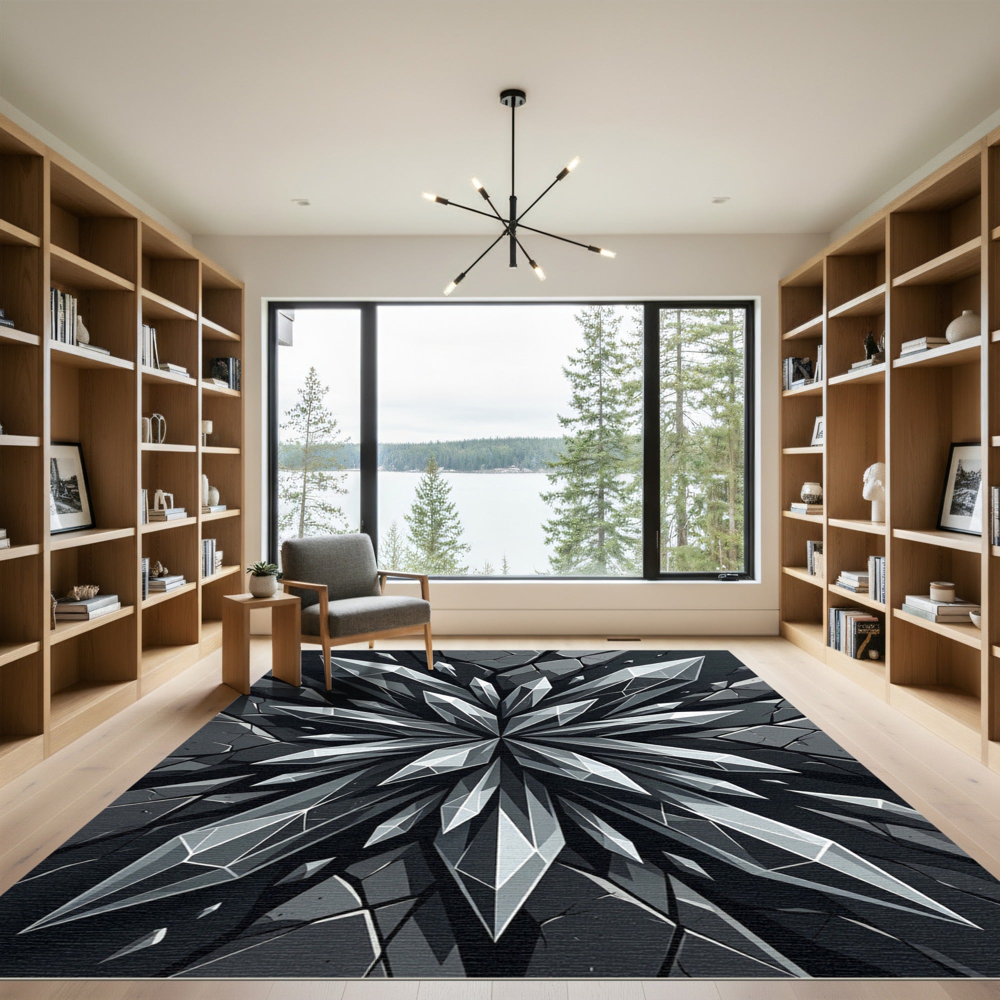 Sharp Crystal Facet Explosion Rug