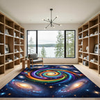 Vibrant Cosmic Swirl Galaxy Orbs Rug