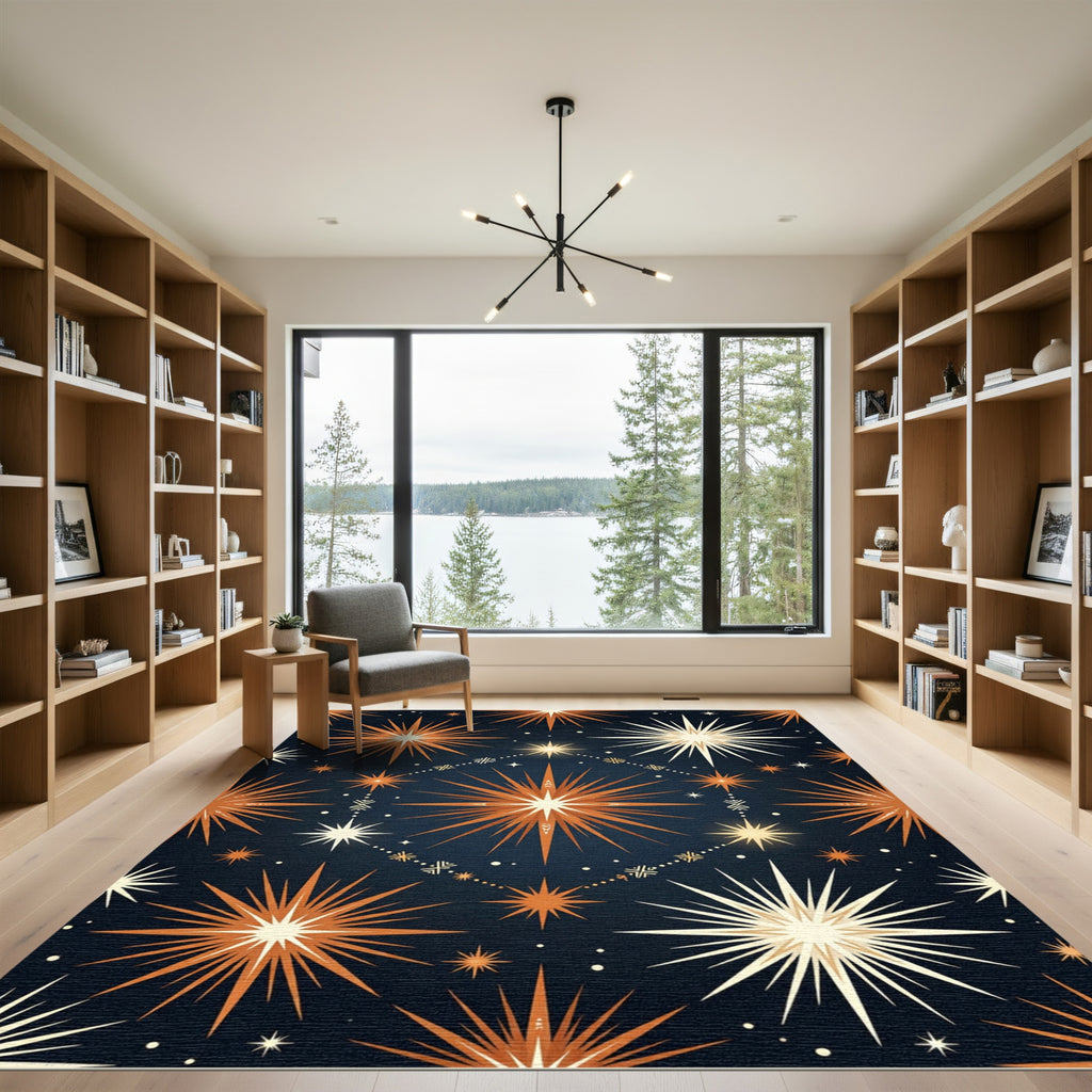 Radiant Starburst Night Sky Rug