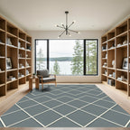 Minimalist Gray Diamond Lattice Grid Rug