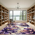 Ethereal Purple Floral Watercolor Landscape Rug