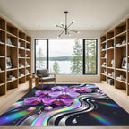 Radiant Purple Orchid Iridescent Silver Waves Rug