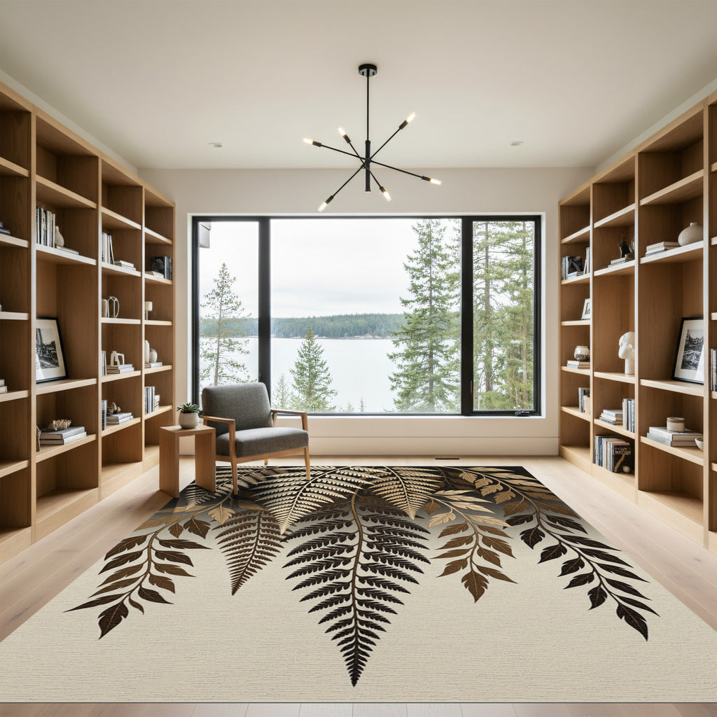 Earthy Fern Fronds Cascade Rug