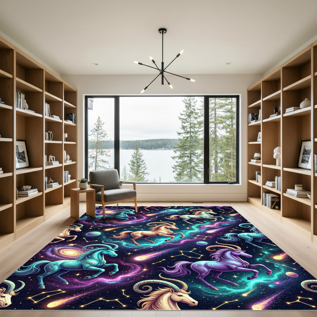 Celestial Capricorn Galaxy Nebula Cosmic Horse Rug