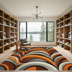Mid Century Modern Burnt Orange Swirl Rug