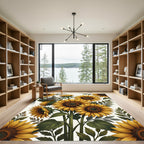 Lush Golden Sunflower Botanical Arrangement Rug