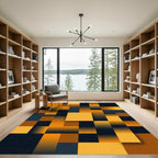 Modern Golden Amber Geometric Block Abstract Rug