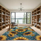 Radiant Sunflower Floral Art Nouveau Rug