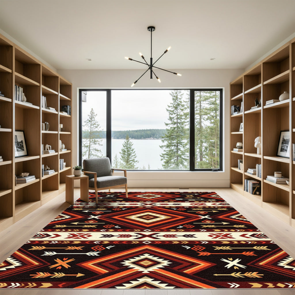 Bold Terra Cotta Southwestern Arrow Diamond Rug