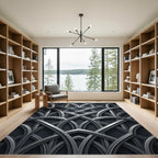 Sophisticated Midnight Silver Interlocking Arch Rug