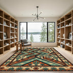 Southwestern Desert Cactus Geometric Area Rug