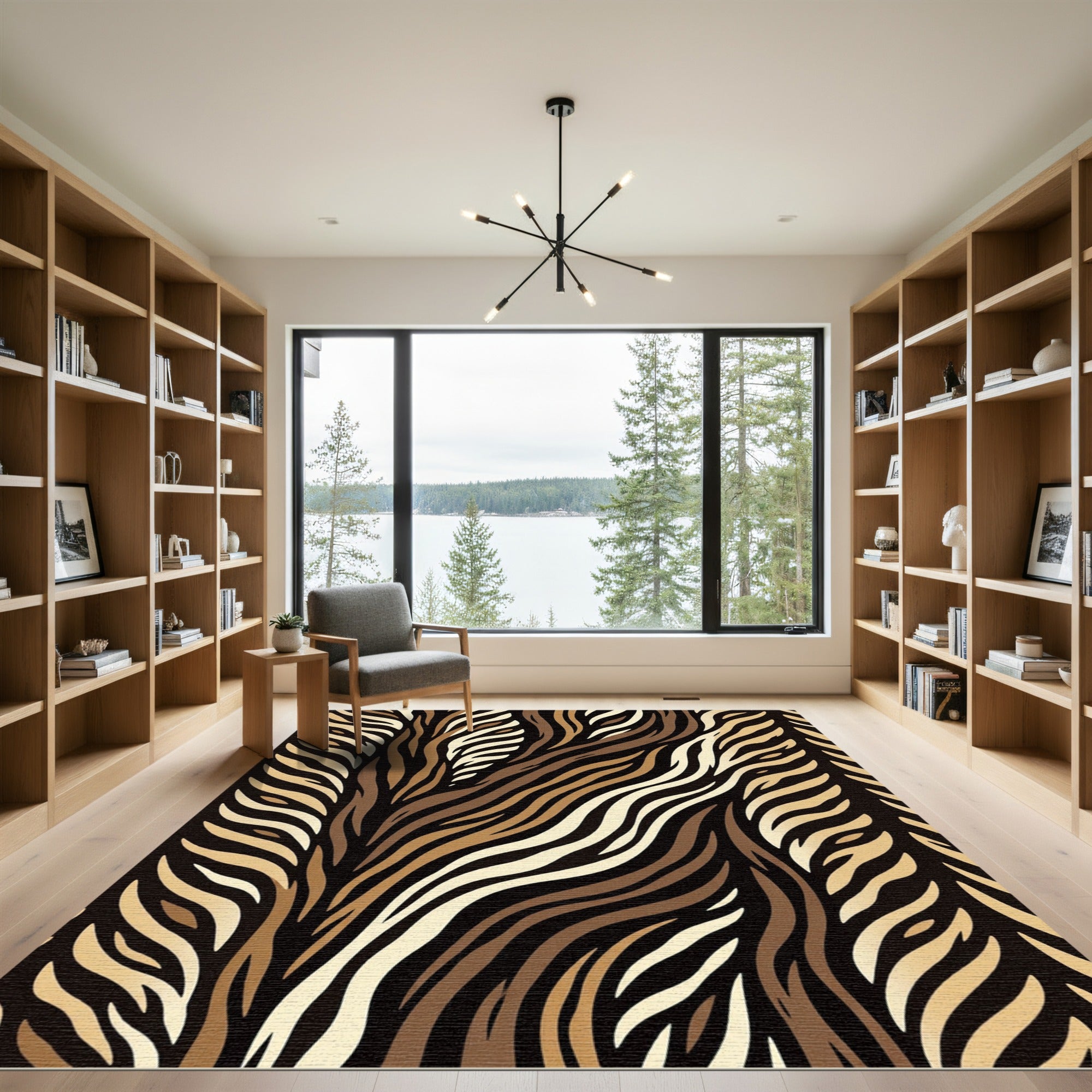 Earthy Brown Gradient Zebra Stripes Rug