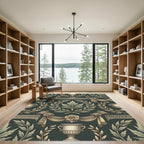 Neoclassical Sage Green Leaf Urn Damask Rug