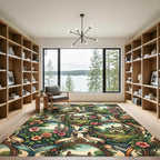 Vintage Cottage Floral Frame Landscape Rug