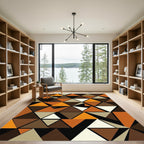 Earthy Orange Geometric Triangles Rug